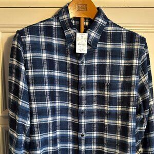 J.Crew Navy & White Plaid Flannel Shirt – Classic Medium